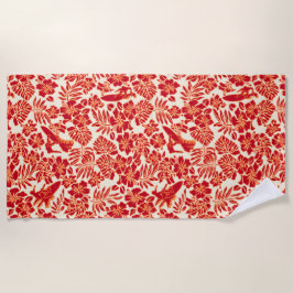 Toalha De Praia Surf Pareau Havaiano Hibiscus Aloha - Vermelho