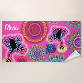Toalha De Praia Surf Quente do Sapo Psychedelic Beach Towel