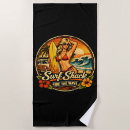 Toalha De Praia Surf Shack Surfer Pin-Up | Surfe as Ondas de Surfe