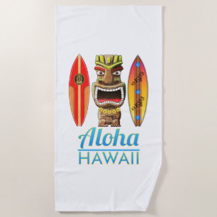 Toalha De Praia Surfe de Aloha Hawaii Havaiano em Tiki