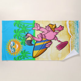 Toalha De Praia Surfing Flamingo Beach Towel