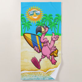 Toalha De Praia Surfing Flamingo Beach Towel