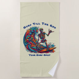 Toalha De Praia Surfista Colorida do Esqueleto