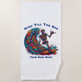 Toalha De Praia Surfista Colorida do Esqueleto