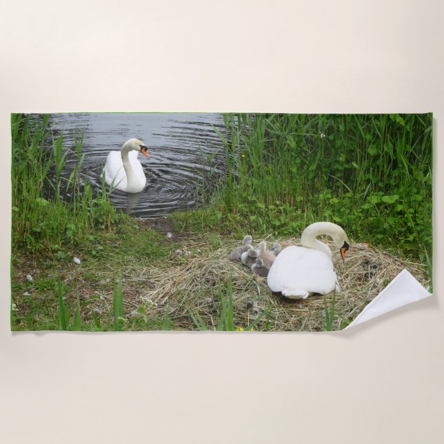 Toalha De Praia Swan Family Beach Towel (Frente)