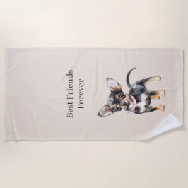 Toalha De Praia Sweet Cute Brown Cream Chihuahua Dog Best Friends