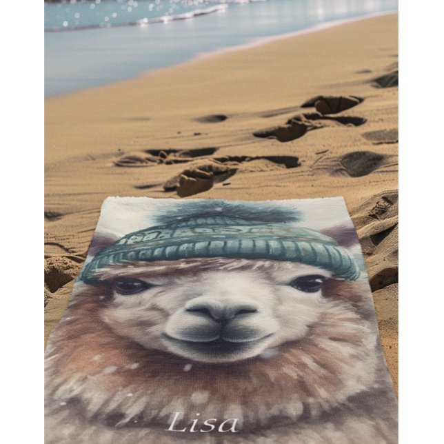 Toalha De Praia Sweet Winter Alpaca, personalizado (Criador carregado)