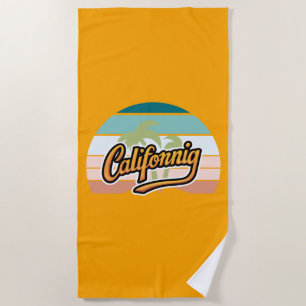 Toalha De Praia T-Shirt com Tipografia Sunset Retro California