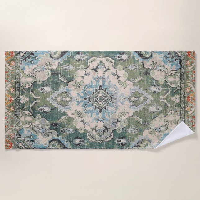 Toalha De Praia Tapis antique vert (Frente)