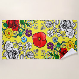 Toalha De Praia Tapis de fleurs au coquelicot