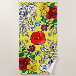 Toalha De Praia Tapis de fleurs au coquelicot