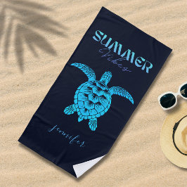 Toalha De Praia Tartaruga Azul-Vedante-Vedante Personalizada