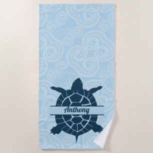 Toalha De Praia Tartaruga do Mar Azul de Natação Personalizada
