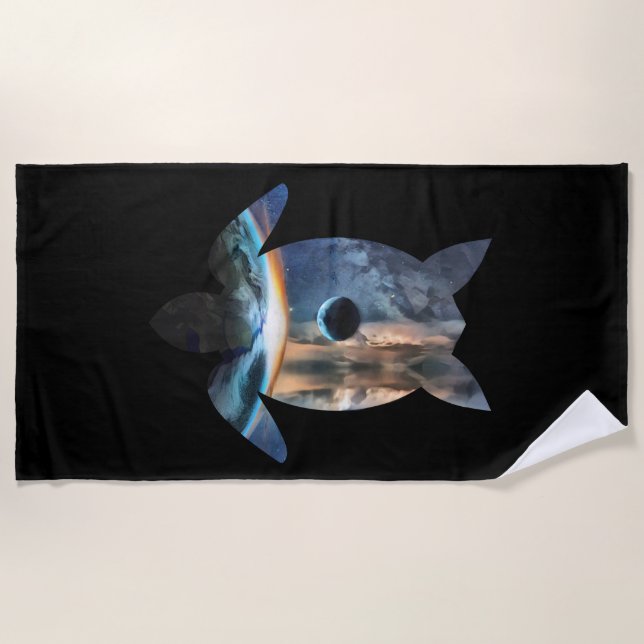 Toalha De Praia Tartaruga espacial (Frente)