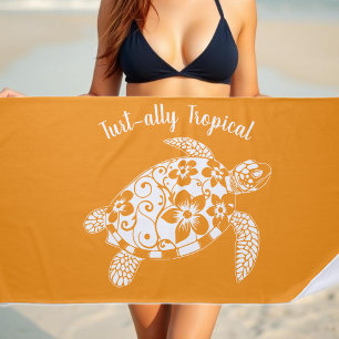 Toalha De Praia Tartaruga Havaiana - Pescador estético Orange