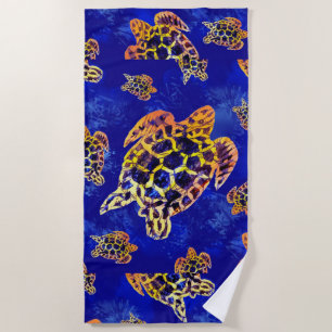 Toalha De Praia Tartarugas marinhas Batik Arte Africana