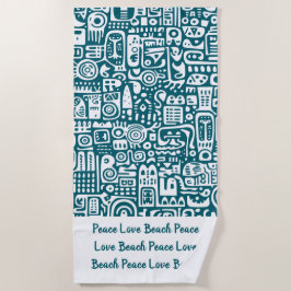 Toalha De Praia Teal escuro e doodles brancos 1 de 4