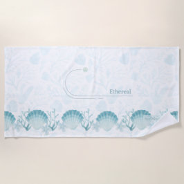 Toalha De Praia Teal Oceanic Pearls Personalised Beach Towel