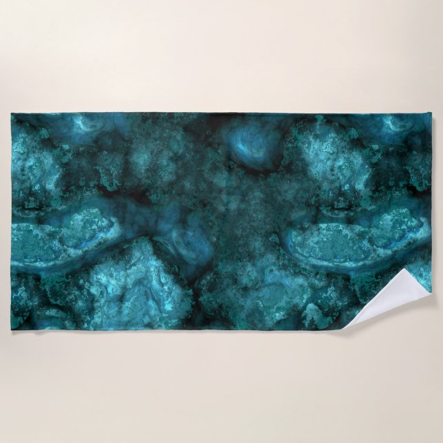Toalha De Praia Teal Stone abstrato (Frente)