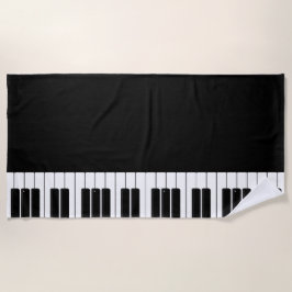 Toalha De Praia Teclado Piano Preto e Branco
