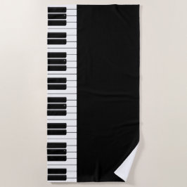 Toalha De Praia Teclado Piano Preto e Branco