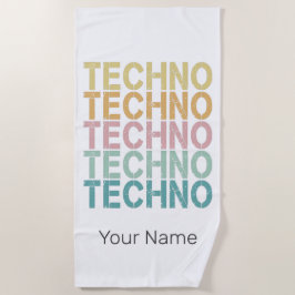 Toalha De Praia Tecno House - Letra Retroativa Eletro Vintage Rave