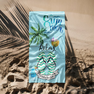 Toalha De Praia Tempo Único de Relaxação de Praia de Verão Persona