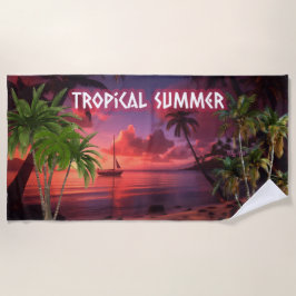 Toalha De Praia Temporada de Férias de Verão Tropical