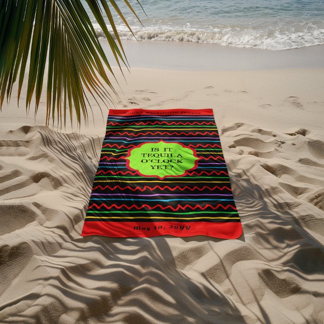 Toalha De Praia Tequila O'Clock Personalizado Event Beach Towel (Criador carregado)