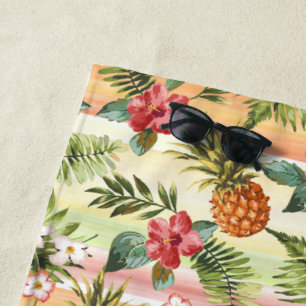 Toalha De Praia Teste padrão floral da fruta tropical anca do