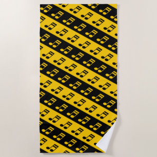 Toalha De Praia Teste padrão irradiado preto & amarelo das décim