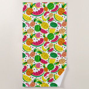 Toalha De Praia Teste padrão vermelho & amarelo da fruta tropical