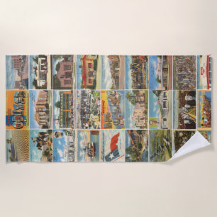 Toalha De Praia Texas Antique Postcard Beach Towel