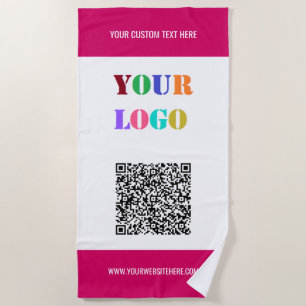 Toalha De Praia Texto do logotipo personalizado Código QR Praia To