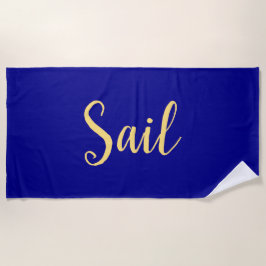 Toalha De Praia Texto do Script "Sail" do Rico Azul Elegante do Ma