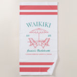 Toalha De Praia Texto Personalizado Favorecido da Festa de solteir<br><div class="desc">Faça um salto na sua próxima festa de solteira com esta incrível mercadoria personalizada da festa de solteira de praia. Quer estejas a celebrar uma viagem de praia, férias de raparigas, ou feriado de melhores amigos, esta mercadoria de festa de solteira de praia é a adição perfeita à tua fuga...</div>