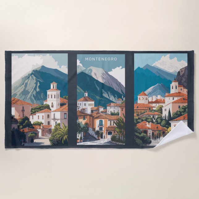 Toalha De Praia Texto Personalizado Montenegro (Frente)