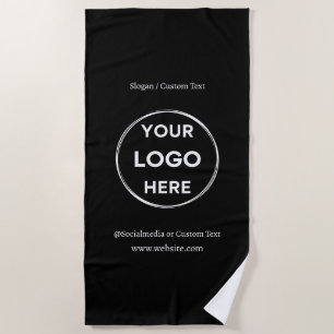 Toalha De Praia Texto personalizado preto Texto de logotipo modern