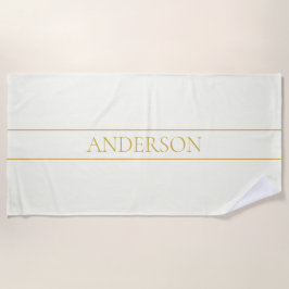 Toalha De Praia Texto Personalizável Elegante Simples | Branco Dou