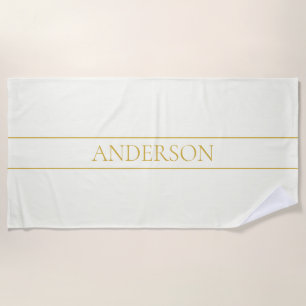Toalha De Praia Texto Personalizável Elegante Simples Branco Dou