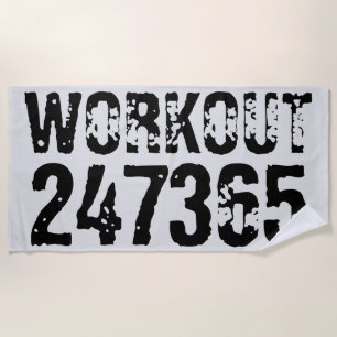 Toalha De Praia Texto vestido e arranhado Workout 247365 preto