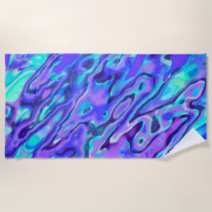 Toalha De Praia Textura de Mármore Neon Roxo Abstrato Pintura Líqu