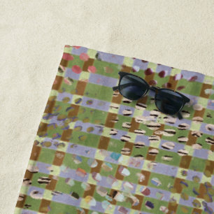 Toalha De Praia Textured Pointillism Grid Pattern Artwork