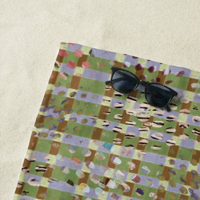 Toalha De Praia Textured Pointillism Grid Pattern Artwork (In Situ)