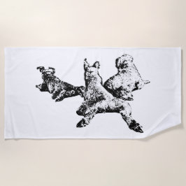 Toalha De Praia Three Dogs Beach Towel – Lying Dog Trio in Ink