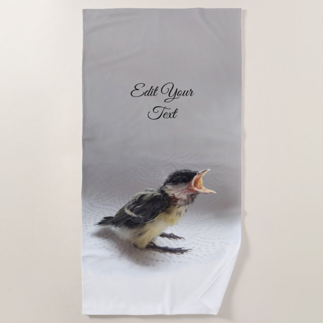 Toalha De Praia Tidi, meu Pássaro, o Parus Major (Frente)