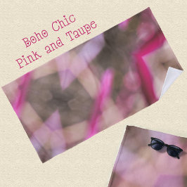 Toalha De Praia Tie Dye, Abstrato chic, rosa e taupe Boho