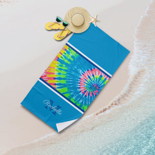 Toalha De Praia Tie Dye Swirl Blue Green Beach Towel