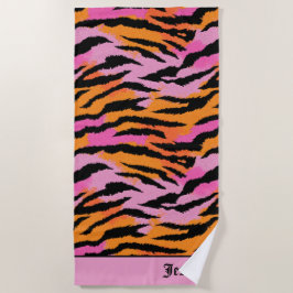 Toalha De Praia Tiger Stripes Animal Imprimir Colorido Nome y2k
