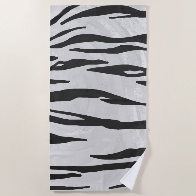 Toalha De Praia Tigre, preto e branco (Frente)